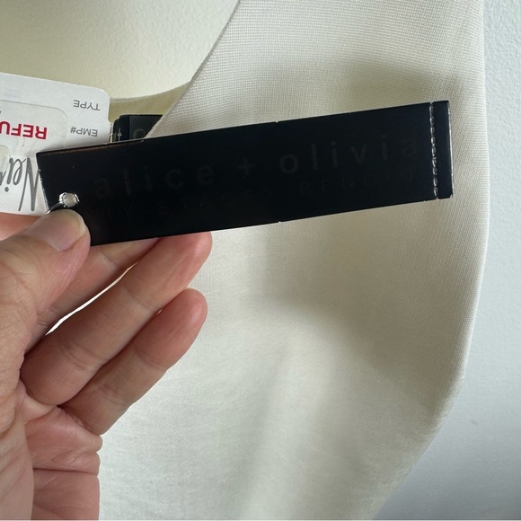 Alice + Olivia James Scoop Neck Body-Con Tank Dress Size 8 Off White NEW - Picture 11 of 12